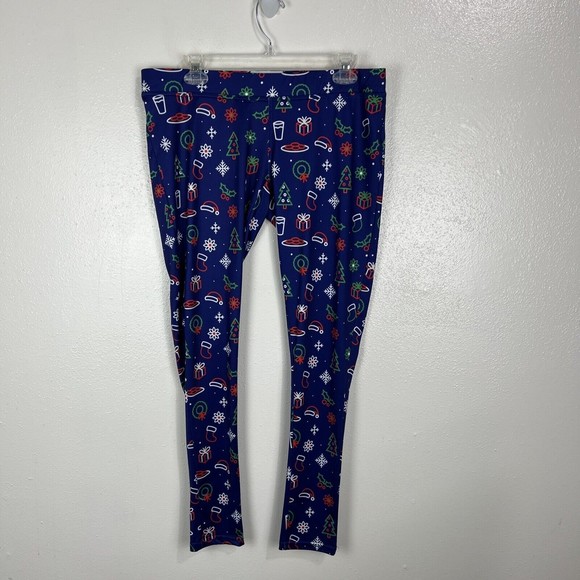 Tipsy Elves Leggings Women Extra Large Neon Holiday Christmas All Over Print - Picture 2 of 11
